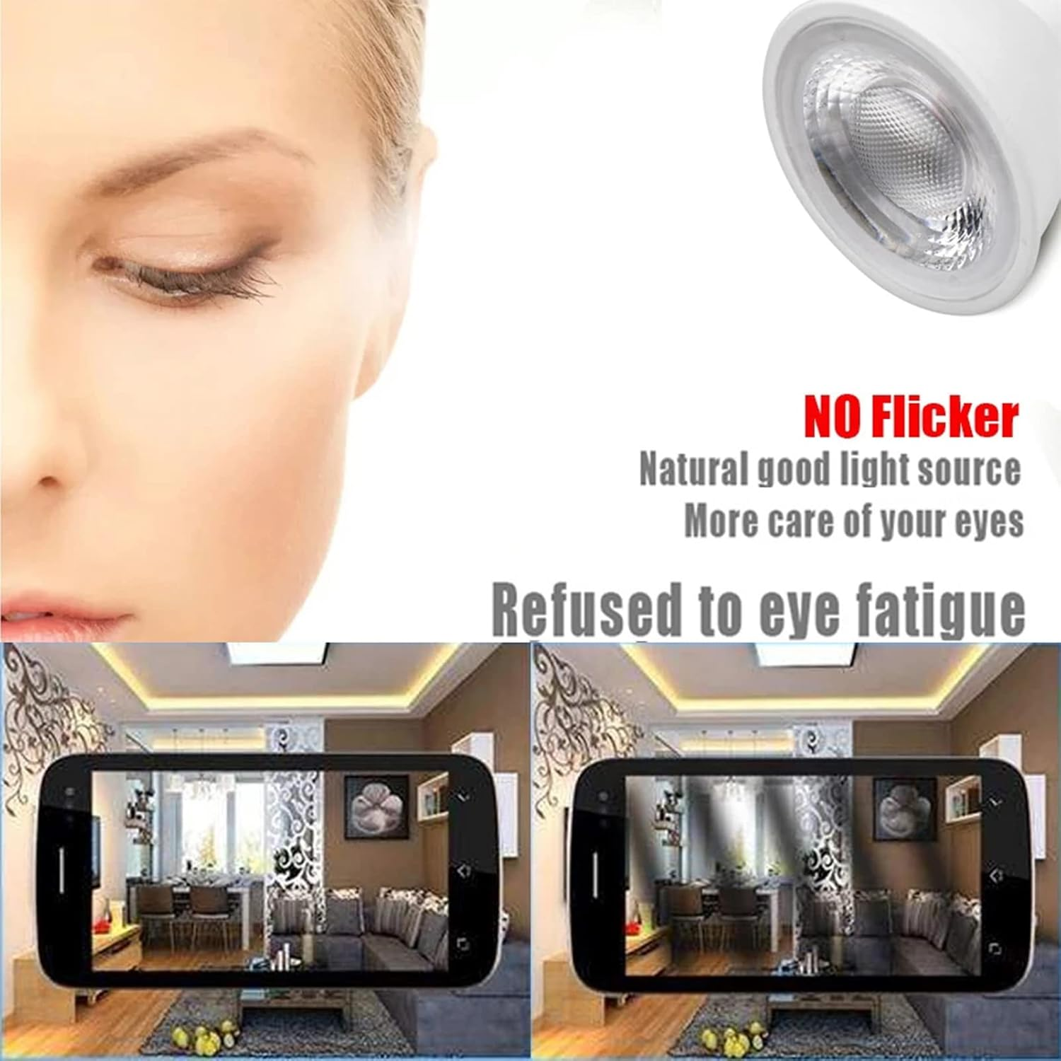 Super Bright 9W 12W GU10 LED Bulb 110V 220V LED Spotlight Warm/Natural/Cool White GU10 LED Spotlight No Strobe Living Room Bedroom Lights (5Pcs),Natural White,9W image number 6