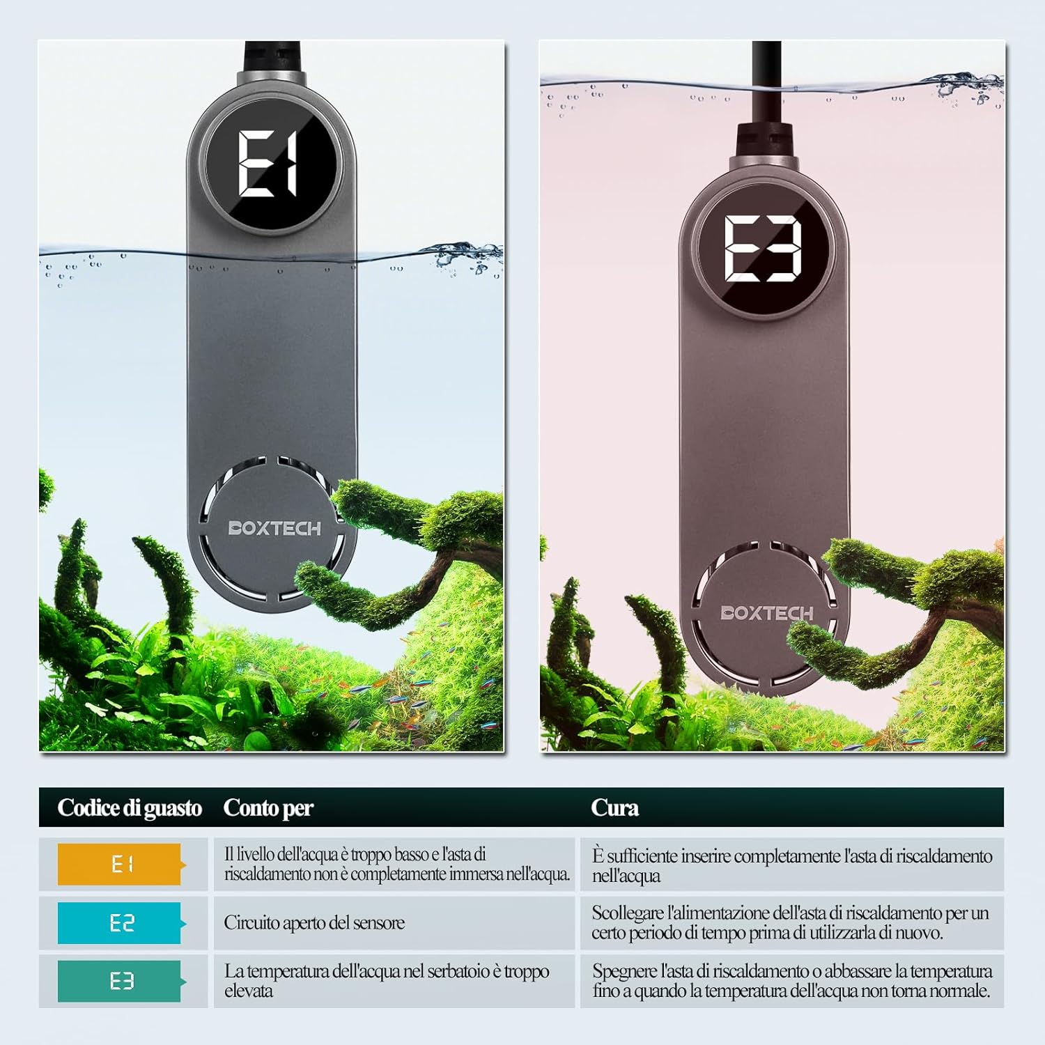 Boxtech Aquarium Heater 50W, Aquarium Heating Submersible, Automatic Aquarium Thermostat with External Temperature Controller for 10-40L Aquariums Fish and Turtles image number 4