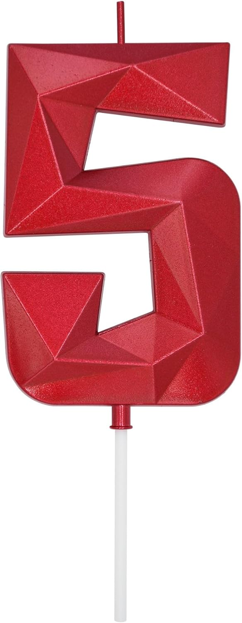 DERVENTA Large Birthday Candle Number 3D Red 3.7 Inch Party Celebration Anniversary Decoration Cake Topper 1 Piece (Number 5 Red) image number 5