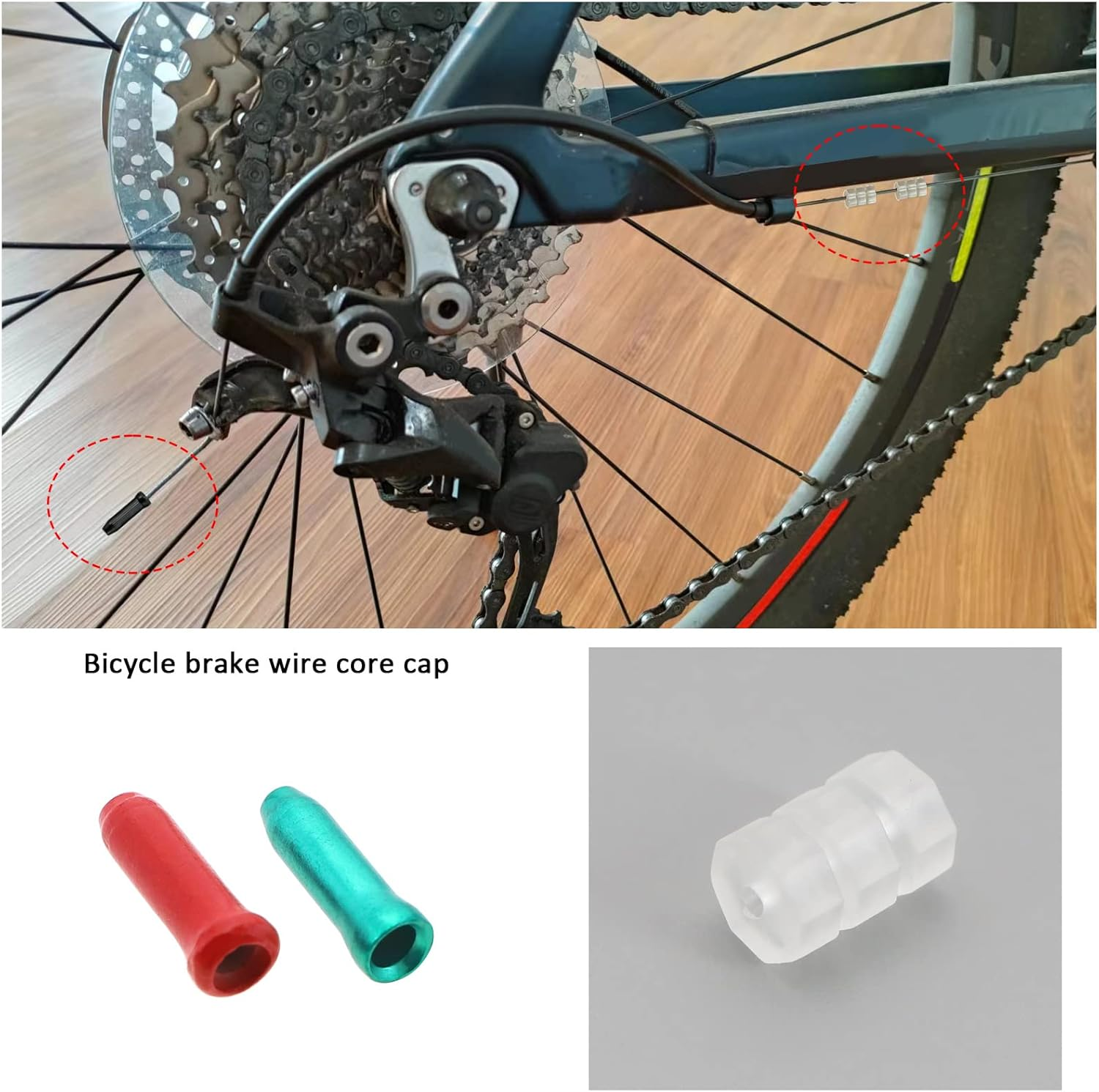 Ecsing 100Pcs Bike Cable End Caps Replacement Cable Crimp Terminals Aluminium Alloy Bike Cable End Crimps with O Rings Accessories for Mountain Bikes Road Bikes Folding Bikes image number 3