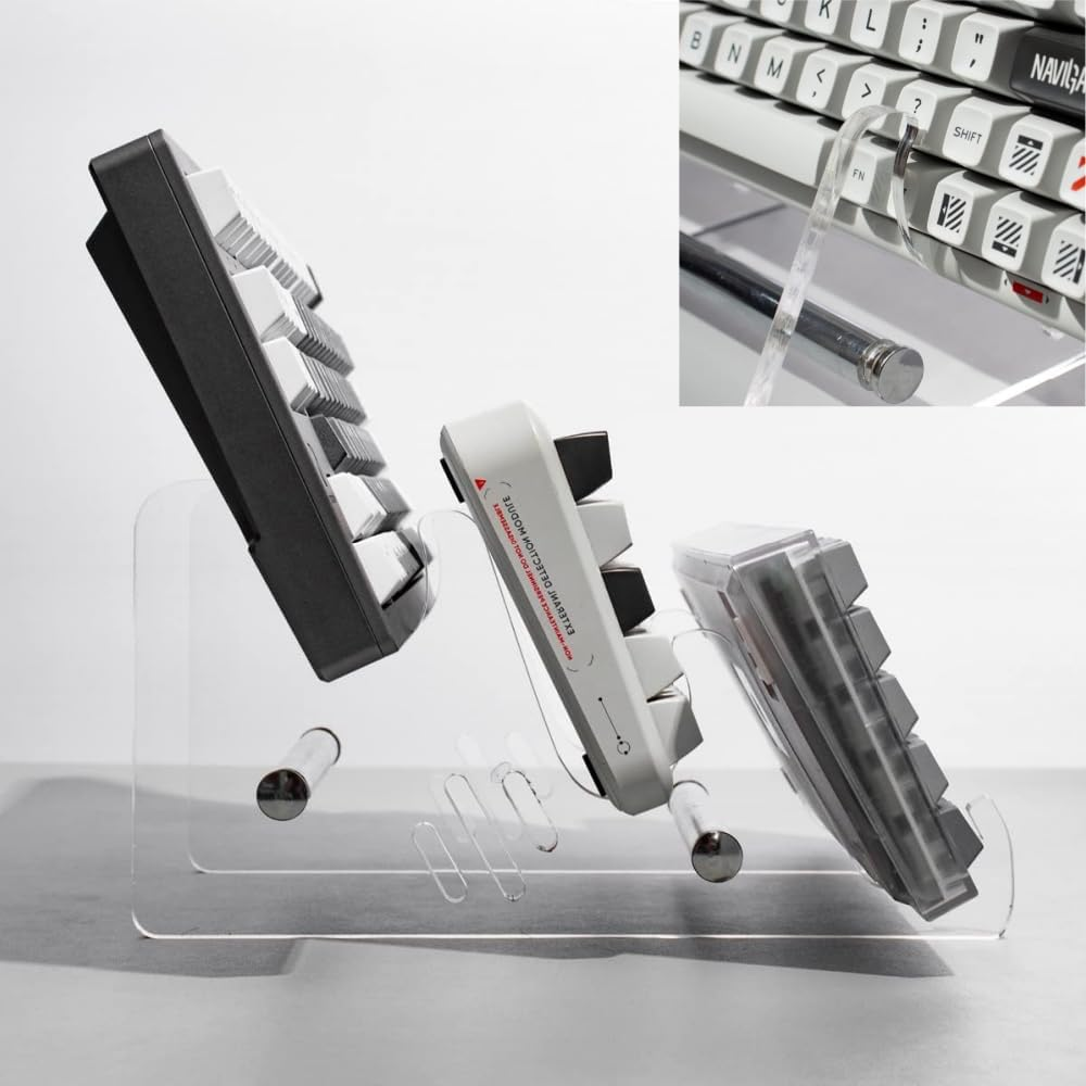 1 Pcs 3-Tier Acrylic Mechanical Keyboard Holder Display Stand,Transparent Acrylic Frame Holder Stand,Space-Saving Keyboards Stands for Storage Three Mechanical Computer Keyboard Tablet Picture Frame image number 1