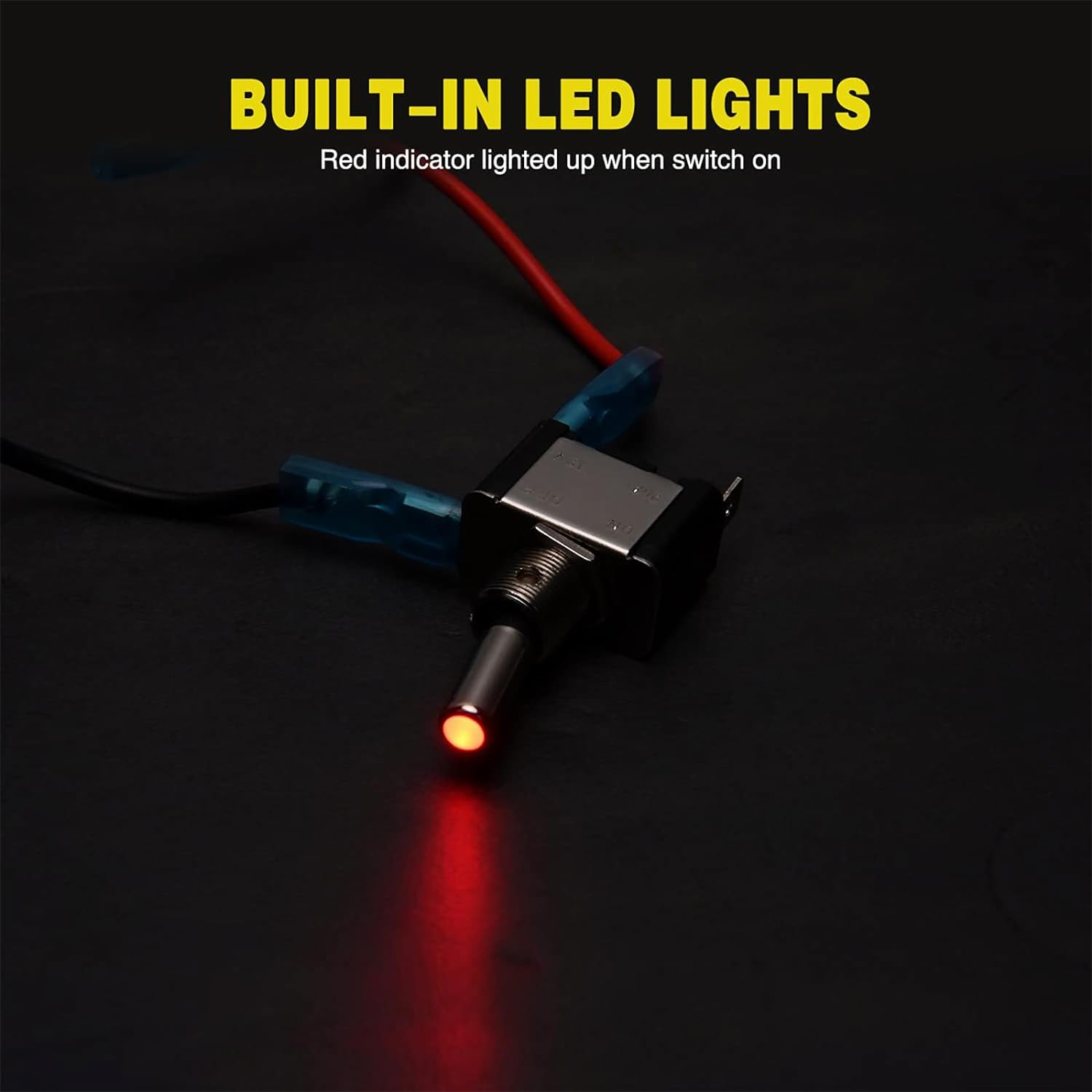 Toggle Switch with Lamp, Waterproof Toggle Switch 5Pcs with Weatherproof Boot Cap Cover - Heavy Duty On-Off Switch for Auto Car Marine Boat, 12V 20A, Plastic and Metal image number 2