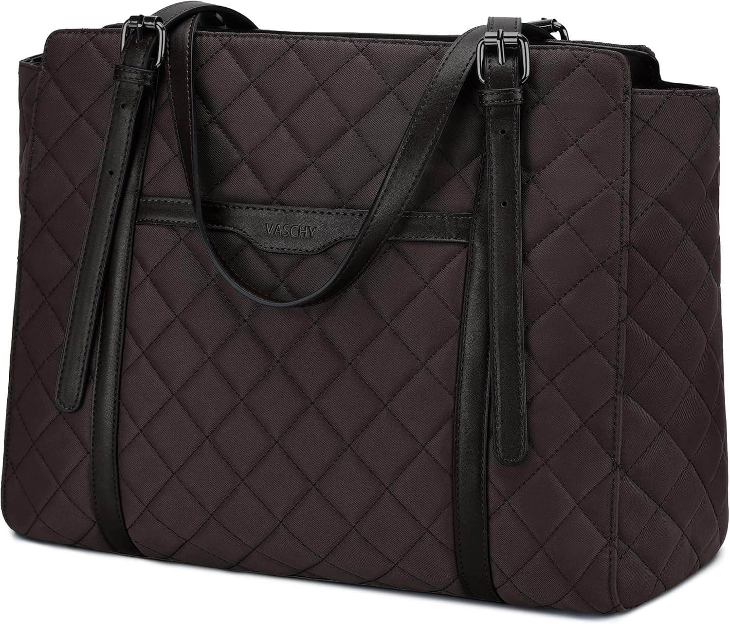 Quilted Laptop Bag for Women,Vaschy Puffer Work Tote Bag Office Briefcase Handbag Shoulder Bag for Business,Travel,College, Fits 15.6In Laptop