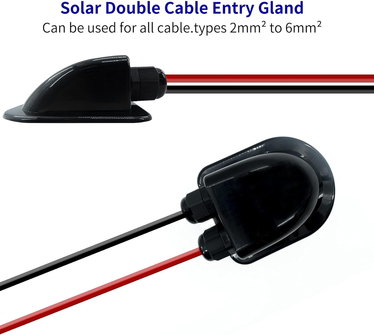 ABS Double Solar-Cable-Entry-Gland-Housing Cable Entry Plate 3Mm to 12Mm Solar Double Cable Entry Gland Box for RV Roof Waterproof,Boats,Yacht,Roofs（Black） image number 1