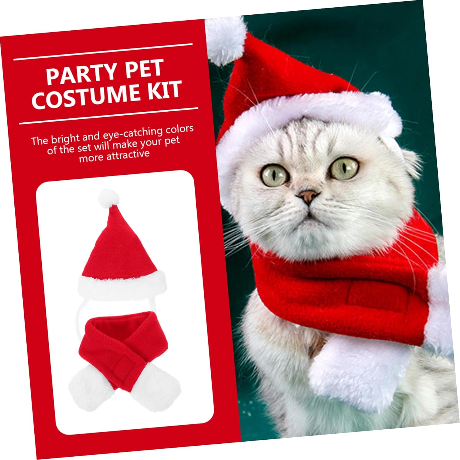 Christmas Pet Red Hat and Scarf for Dogs Washable Pet Scarf and Hat for Holiday Costume and Dog Christmas Decoration image number 2