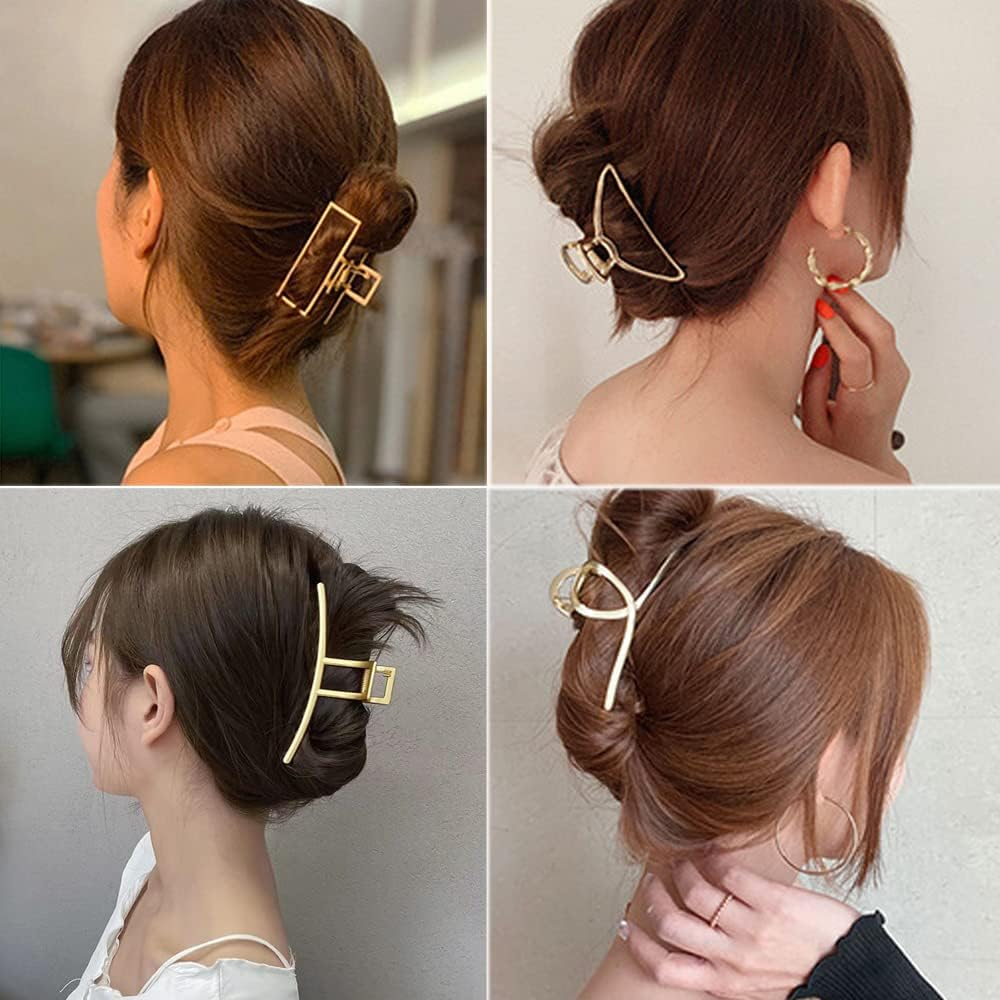 4 Pcs Large Hair Claw Clips for Thick Hair, Nonslip Metal Hair Clips Elegant Alloy Gold Claw Clips for Women Girls Hair Accessories image number 3
