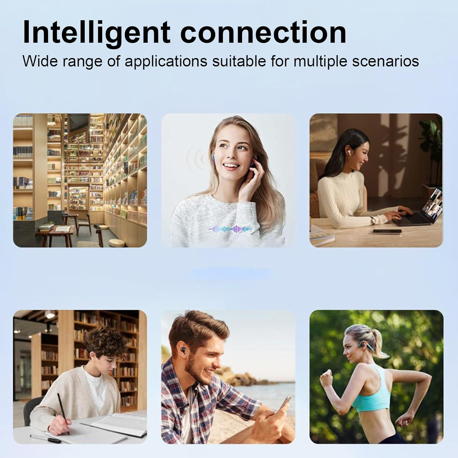 BT 5.3 Wireless Earphones - Hifi Single Ear Headset | Sport Headphones, IPX5 Waterproof, Noise Cancelling, Running Workout Earbuds, Pieces for Cell Phone, Exercise Earbud, Energetic Lifestyle