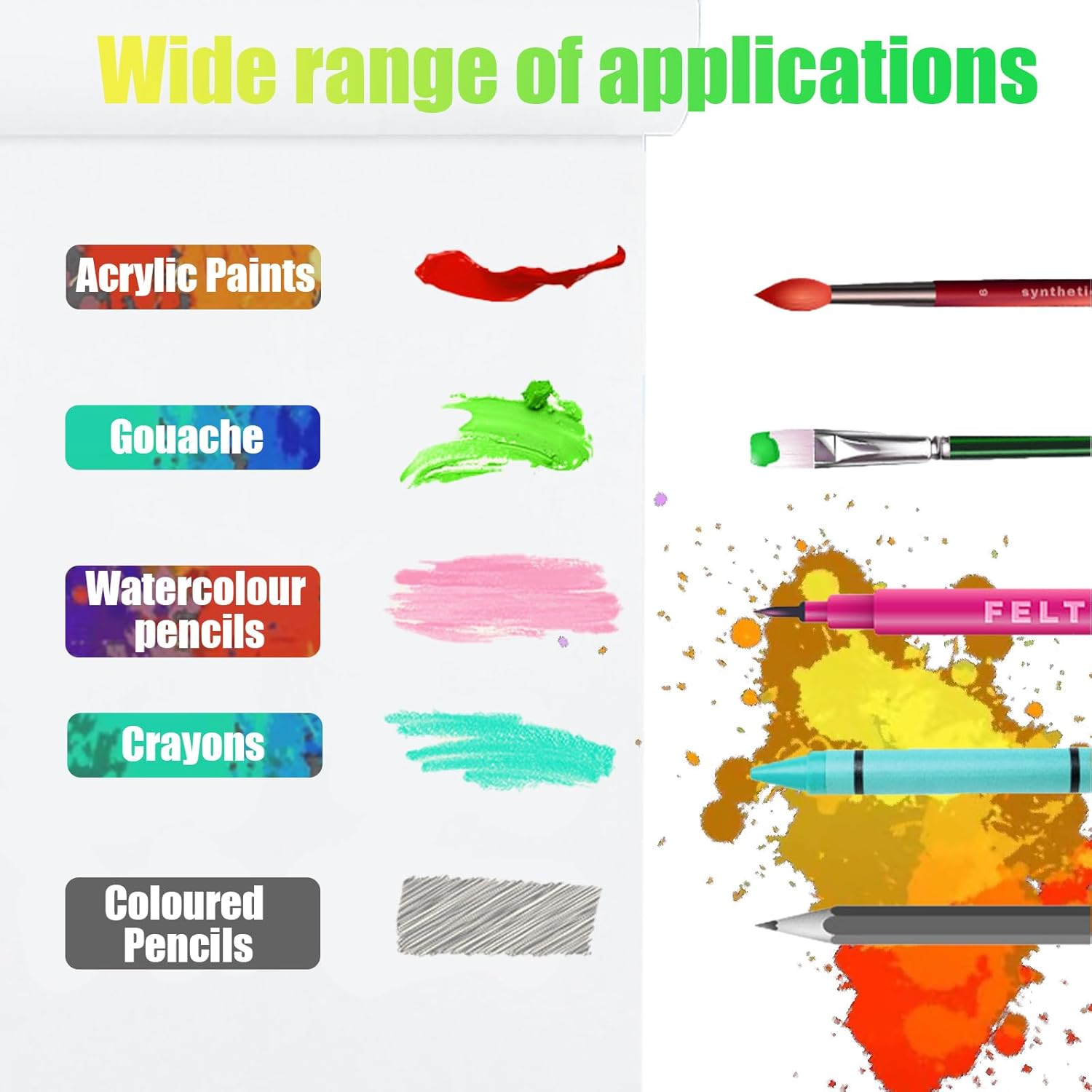 Long Easel Paper Roll 11.8" X 590" (49 Ft), Large White Bulletin Board Paper, Fade Resistant Art Paper Roll for Gift Wrapping Drawing Painting Craft Poster Banner Trace (1 Roll) image number 1