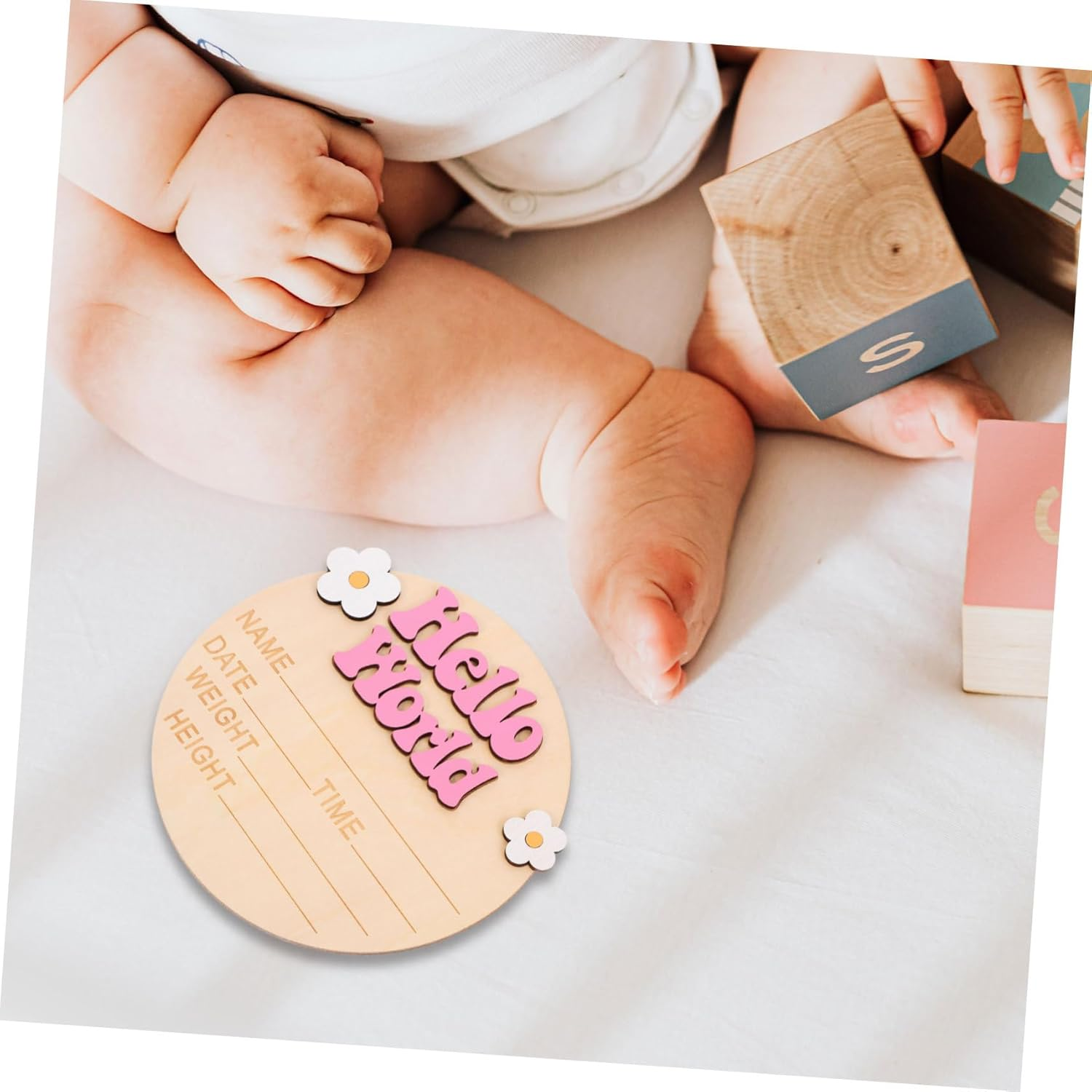 Growth Commemorative Card for Newborn Girl Wood Milestone Sign Birth Announcement Sign for Nursery Wall Decorations Born image number 2