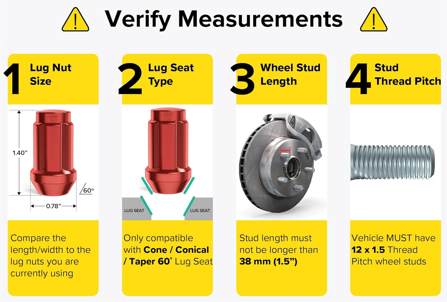 20Pc Red Spline Drive Lug Nuts - 12X1.5 Thread Size - 1.4 Length - Closed End - Cone Acorn Taper Seat - Includes 1 Socket Key Tool - for Acura Chevy Honda Lexus Mazda Scion Toyota Hyundai Tuner image number 6