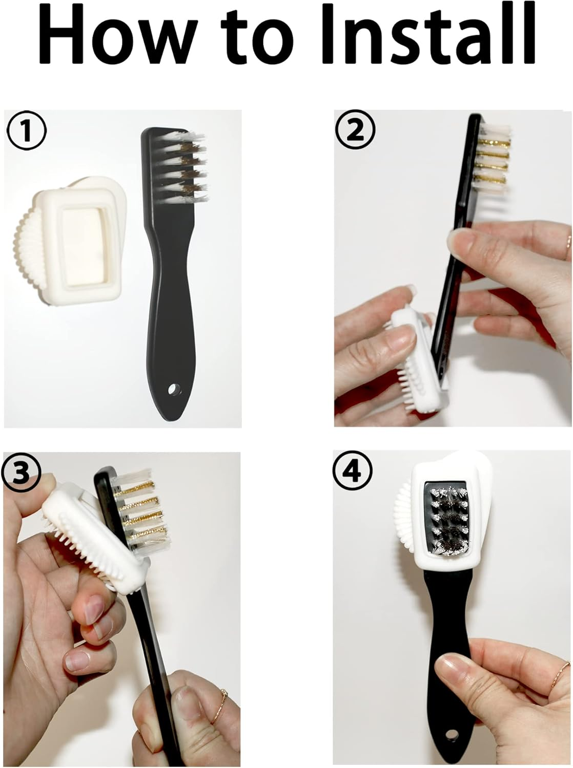 Suede Brush for Shoes, 4-Sided, Nubuck, PP Wire, Copper-Plated, TPR, Rubber Surfaces, Suede Leather Boots Shoes Cleaning image number 5