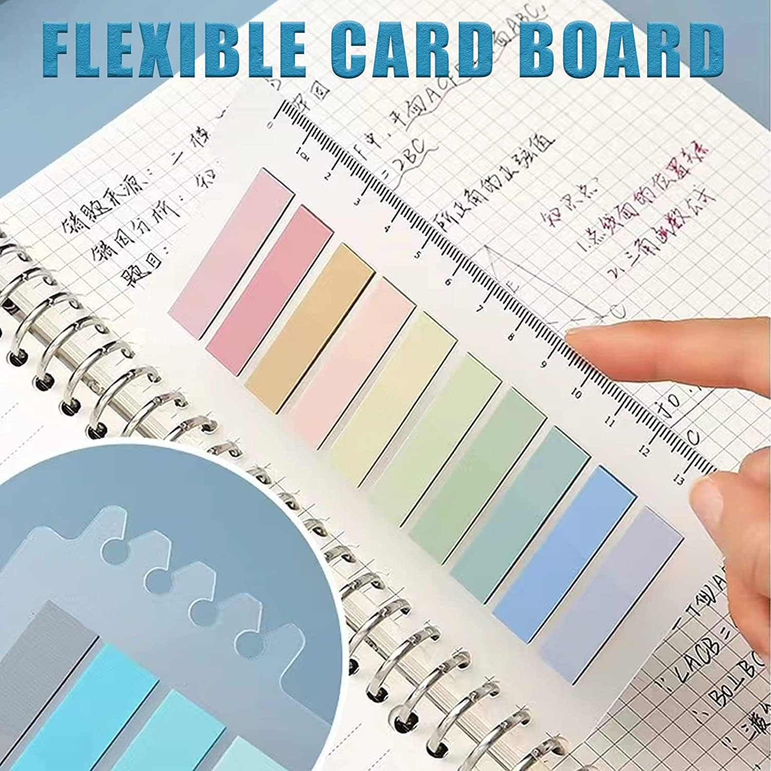 FLAFARY1200 Pcs Sticky Tabs Index Tabs Book Tabs Transparent Sticky Notes Writable and Multifunctional Tabs with Ruler Reminder Tabs for Page Markers or Book Reading Notes Sorting Files(6 Pack) image number 3