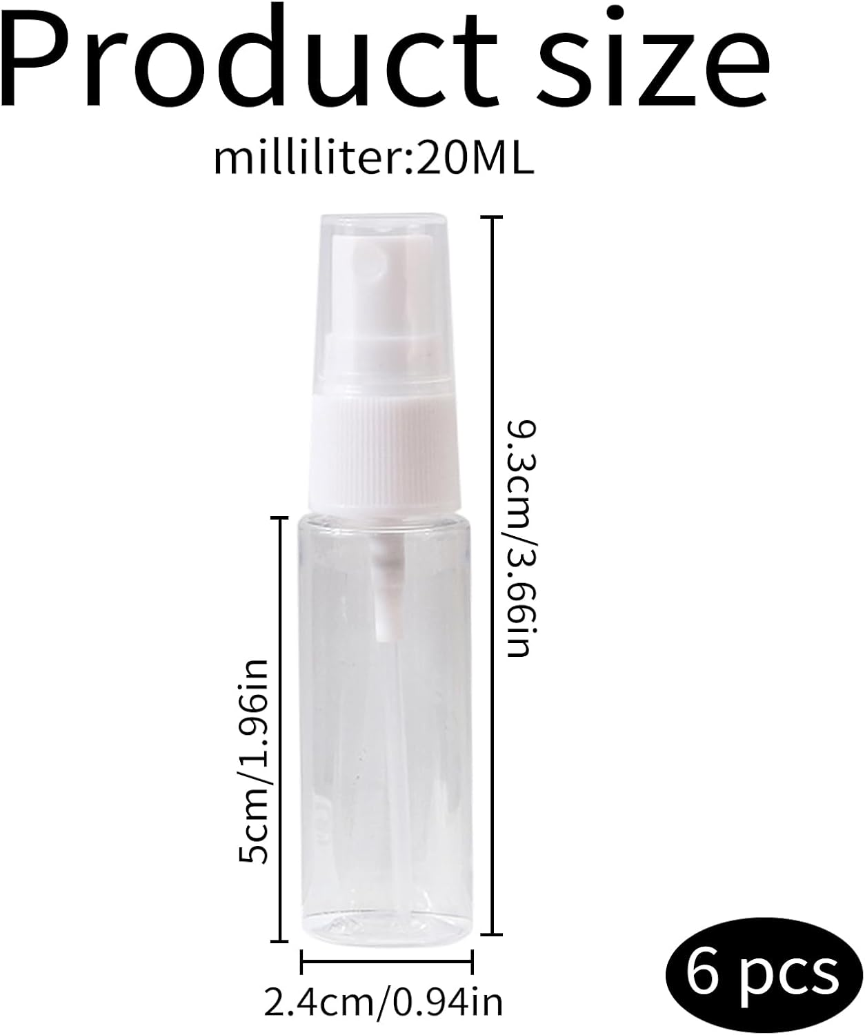 6 X 20 Ml Small Spray Bottles, Atomiser Spray Bottle, Small Spray Bottles for Filling, Perfume Atomiser on the Go, Mini Spray Bottle, Atomiser for Perfumes, Oils, Water, Alcohol and Cosmetics (Mist) image number 4