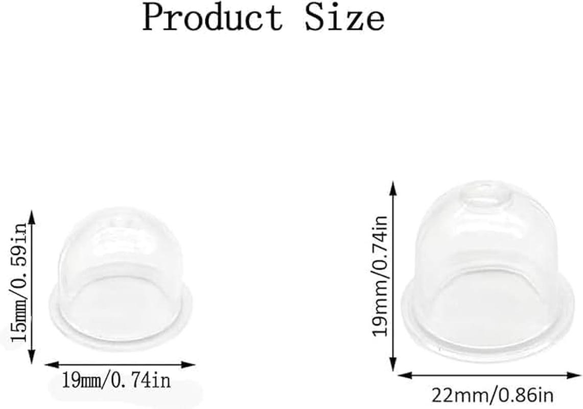 Clear Fuel Pump Carburetor Primer Bulb Cups, 20 Pack 2 Sizes Lawn Mower Replacement Parts Pump Bulb,Carburettor Pump Primer Bulbs image number 1