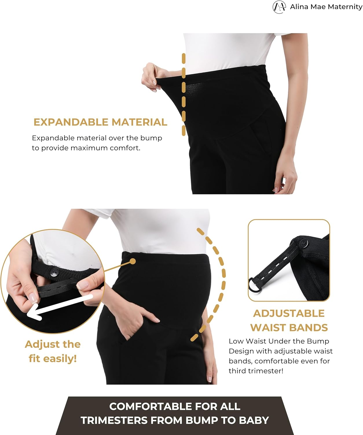 Maternity Pants Comfortable Stretch Over-Bump Women Pregnancy Casual Capris for Work image number 2