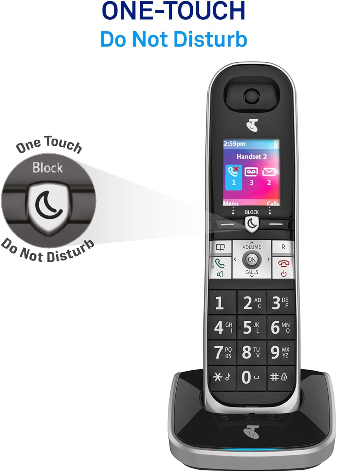 Telstra TEC102 DECT Cordless Phone with Color LCD Speakerphone Backlit Keypad and Extended Talk Time