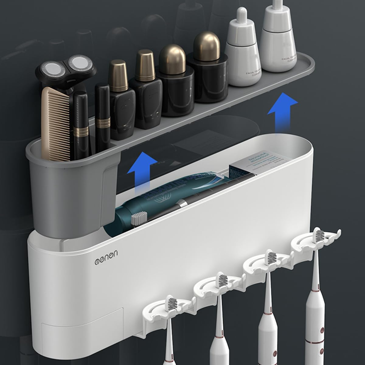 AIMALL Sleek Wall Mounted Toothbrush & Toothpaste Holder Set with Upside-Down Cup | Hygienic Bathroom Storage Solution | Durable Acrylic Organizer for Daily Essentials image number 6