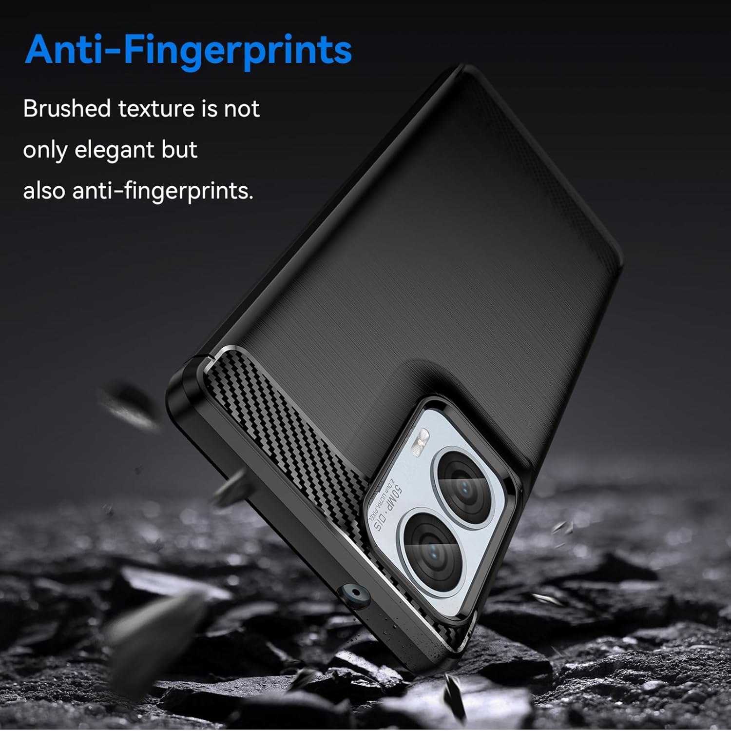 HEYUS Case for Moto Edge 50 Fusion / G85 / S50 Neo, Shock-Absorption Brushed Flexible Soft Carbon Fiber Protective Cover for Motorola Edge 50 Fusion / G85 / S50 Neo - Black image number 4