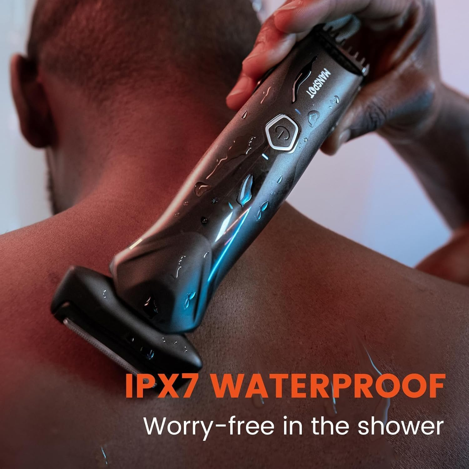 MANSPOT Manscape Body Hair Trimmer for Men, Dual-Sided Waterproof Wet/Dry Pubic Hair Trimmer, Foil Shaver, Integrated Ceramic Blade Head, 90 Minutes Shaving image number 4