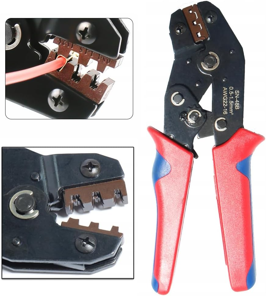 Crimping Tool Ratchet Ratcheting Wire Crimper Open Barrel Wire Crimping Tools Set 8 Interchangeable Jaws Terminal Connectors Electrical Pliers