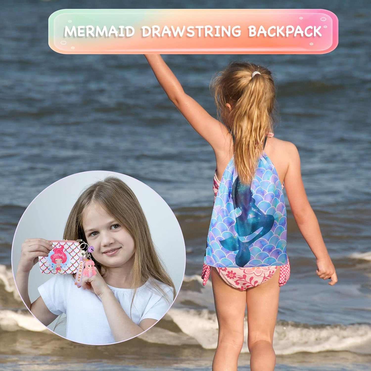 Mermaid Gifts for Girls, Mermaid Tail Blanket Mermaid Jewelry Makeup Set for Girls 3 4 5 6 7 8 9 10 11 12 Years Old