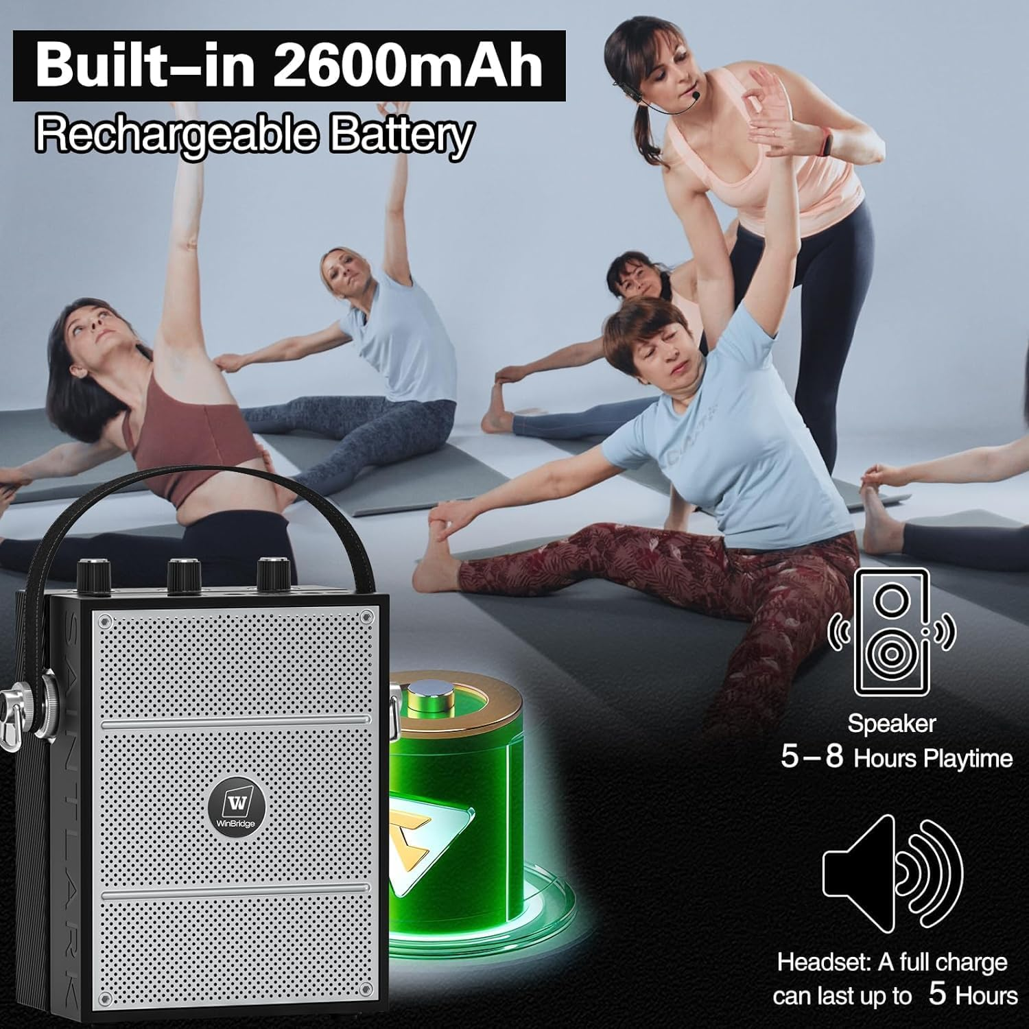 Winbridge Portable Pa Sytem with Wireless Microphone 40W, Bluetooth Speaker and Microphone System, Wireless Voice Amplifier for Teachers, Indoor/Outdoor Events S98 - S98 image number 3