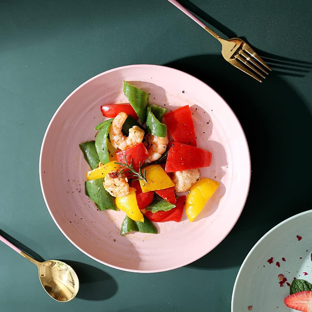 28 Pieces Bowl Set Tablewares, Wheat Straw Plates,Lightweight Degradable Dinner Plates Set,Bowls, Cups, Tablewares Set, Dishwasher Safe Dinnerware Set, Unbreakable Salad Plates image number 6