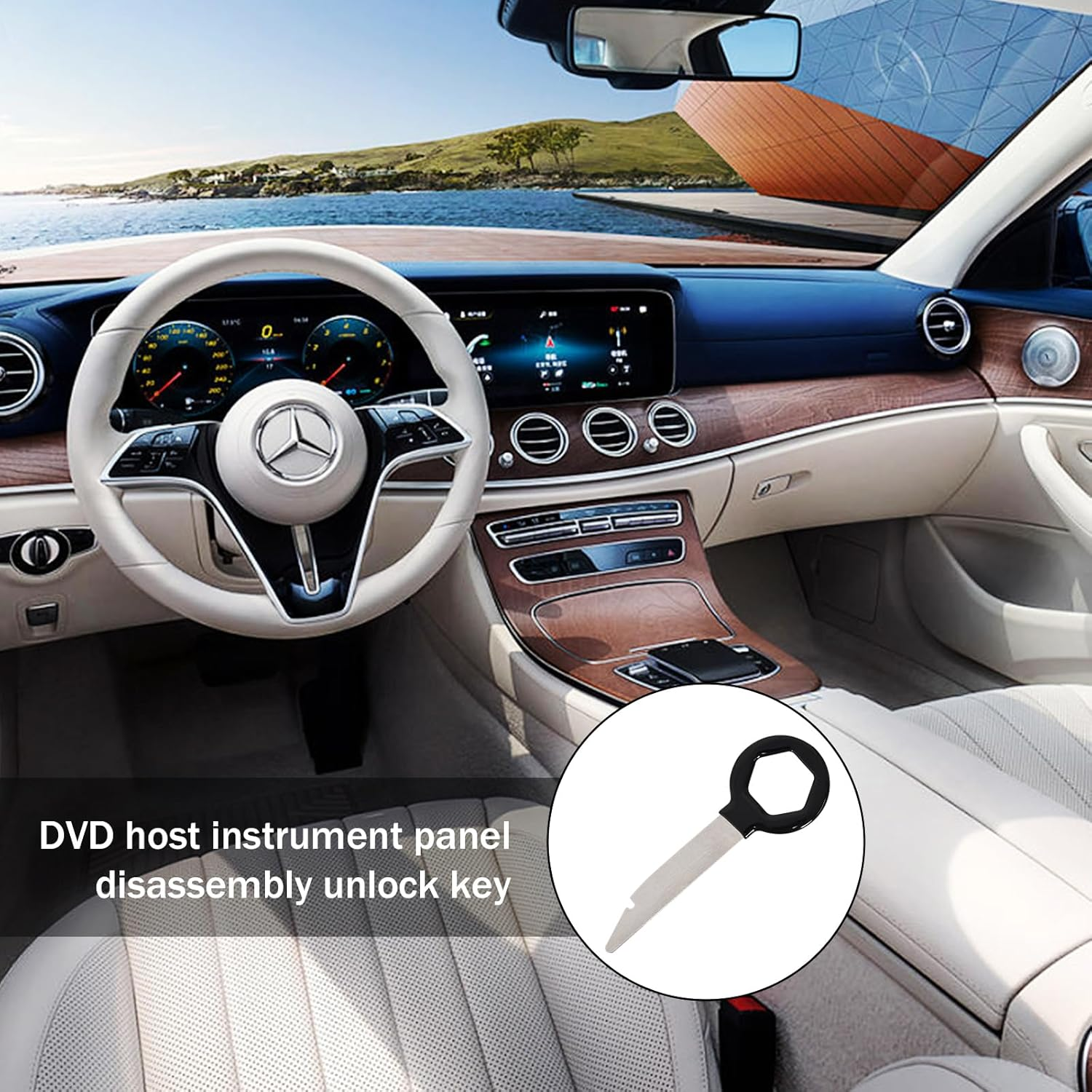 Radio Removal Tool 4 Pieces Key Din Release Key Set, Stainless Steel Car Cd Dvd Host Key Removal Tool, Easy to Hold, for Audi Mercedes Volkwagen Vw Ford Car Stereo Radio Key