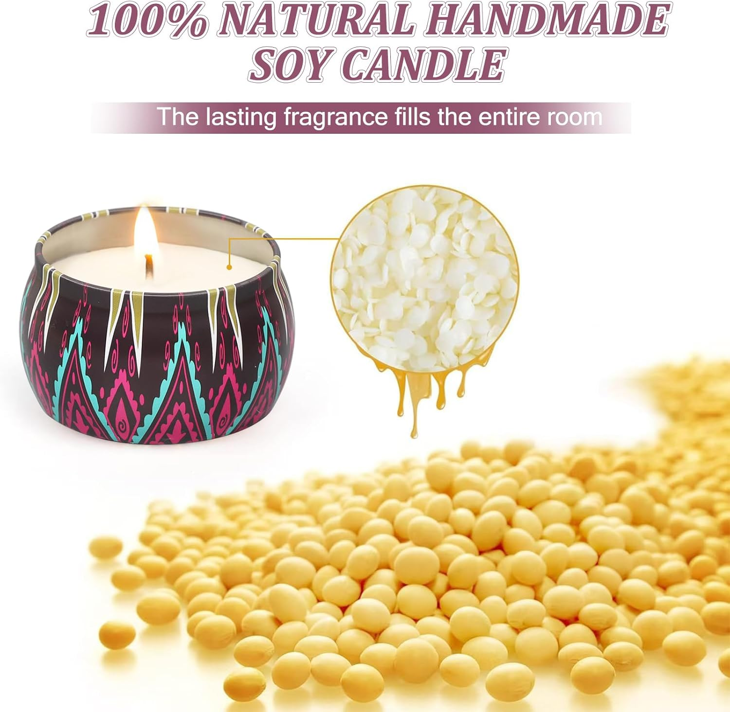 Soy Wax Aromatherapy Candles Gift Set Australia | 4 Pack Natural Scented Candles Lavender, Rose, Lavender, Lemon, Fig Scents 120H Long Burn, Stress Relief Gifts for Women