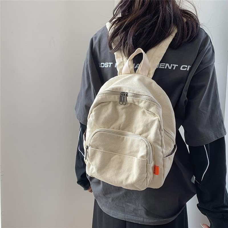 MININAI Mini Backpack for Women Men Small Aesthetic Canvas Bag Work Backpack Cute Backpack Purse Casual Daypack - Orange image number 7