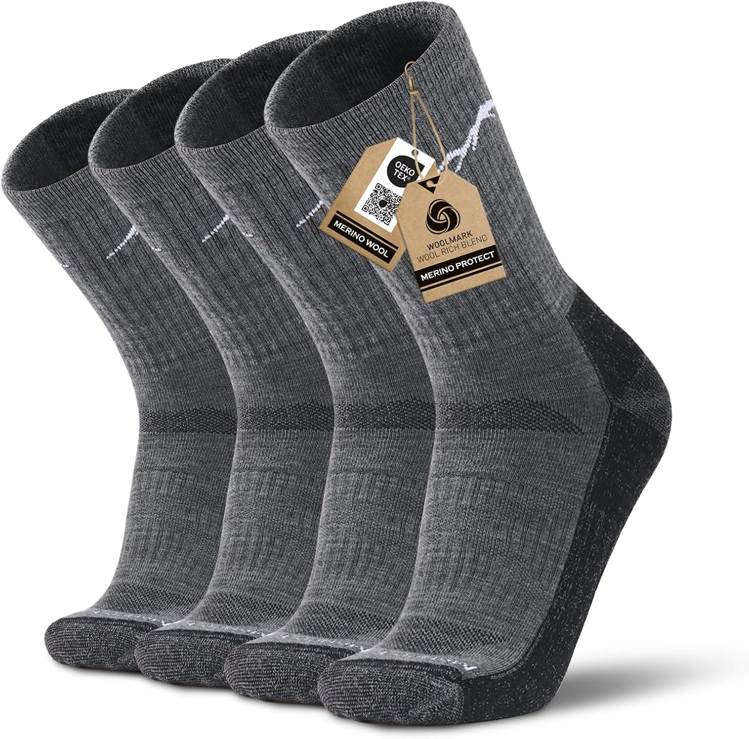 Merino Protect Merino Wool Socks for Men Warm Soft Hiking Socks Odor Resistant Crew Socks Hiking Hunting Cycling