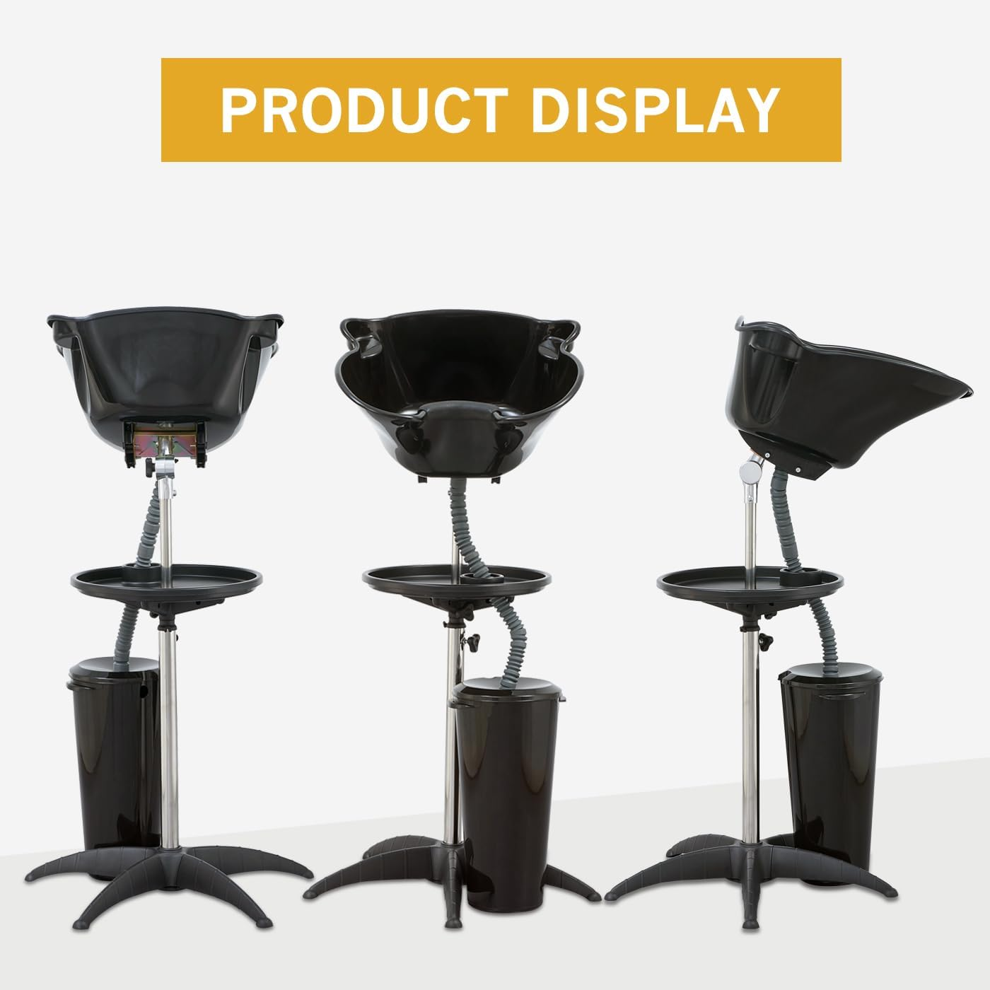 Portable Shampoo Bowl (Pack of 1) | Adjustable Basin Height,One-Bucket Design with Drain Hoses | Home & Barber Use | Black image number 6