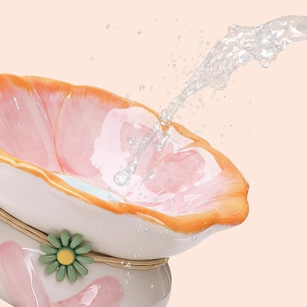 AIMALL Tilted Ceramic Cat Bowl for Neck Protection, 15&deg; Tilt Design Elevated Pet Food and Water Dish, Non-Slip Tall Cat Basin, Ideal for Cats and Small Dogs - Pink image number 4