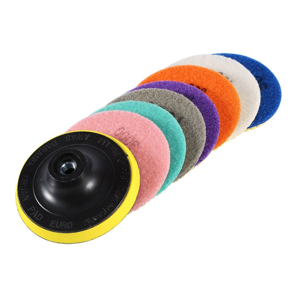 Polishing Pads One Set Diamond Wet Dry Polishing Pads Disc for Granite Marble Concrete Stone 4 Inch image number 2