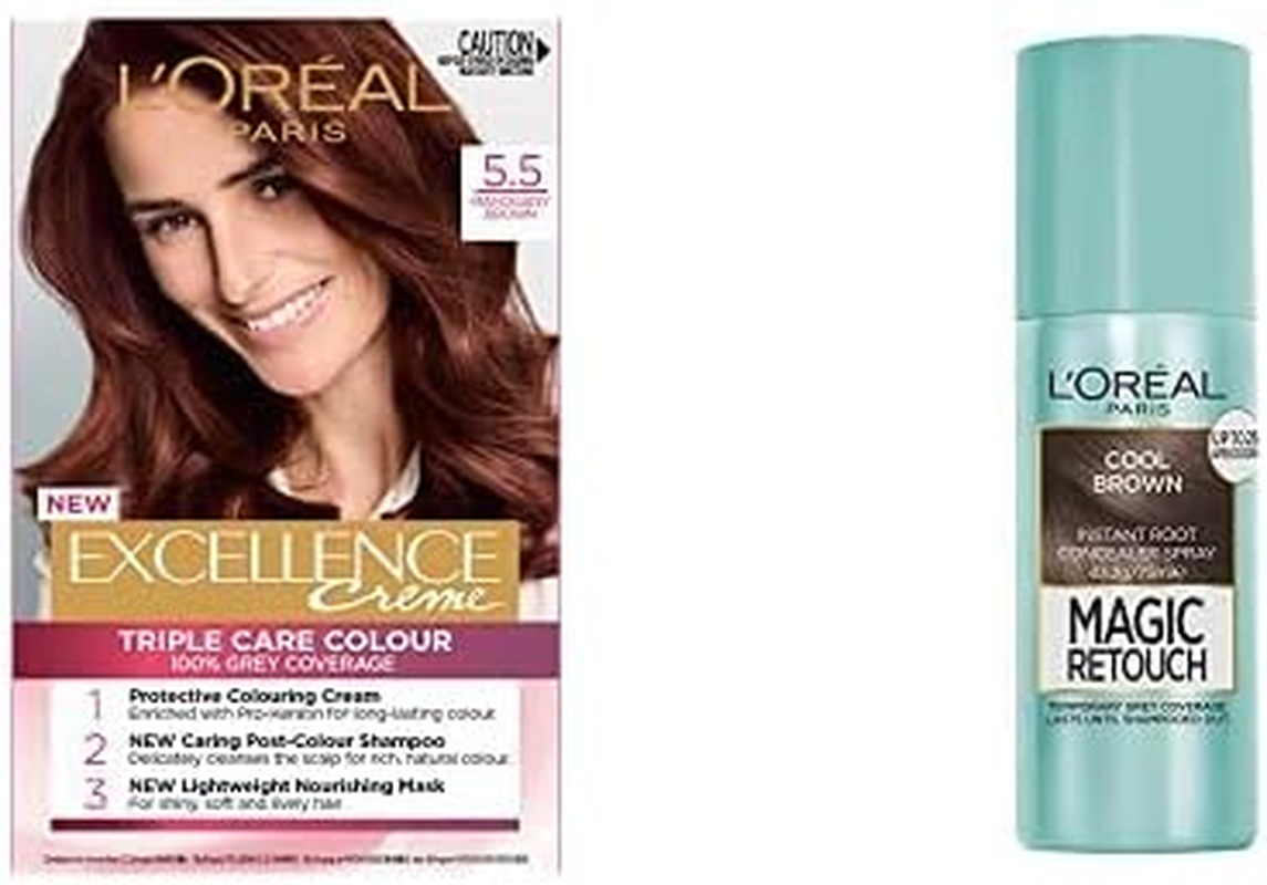 L'Oreal Paris Excellence Hair Colour & Magic Retouch Root Concealer Duo