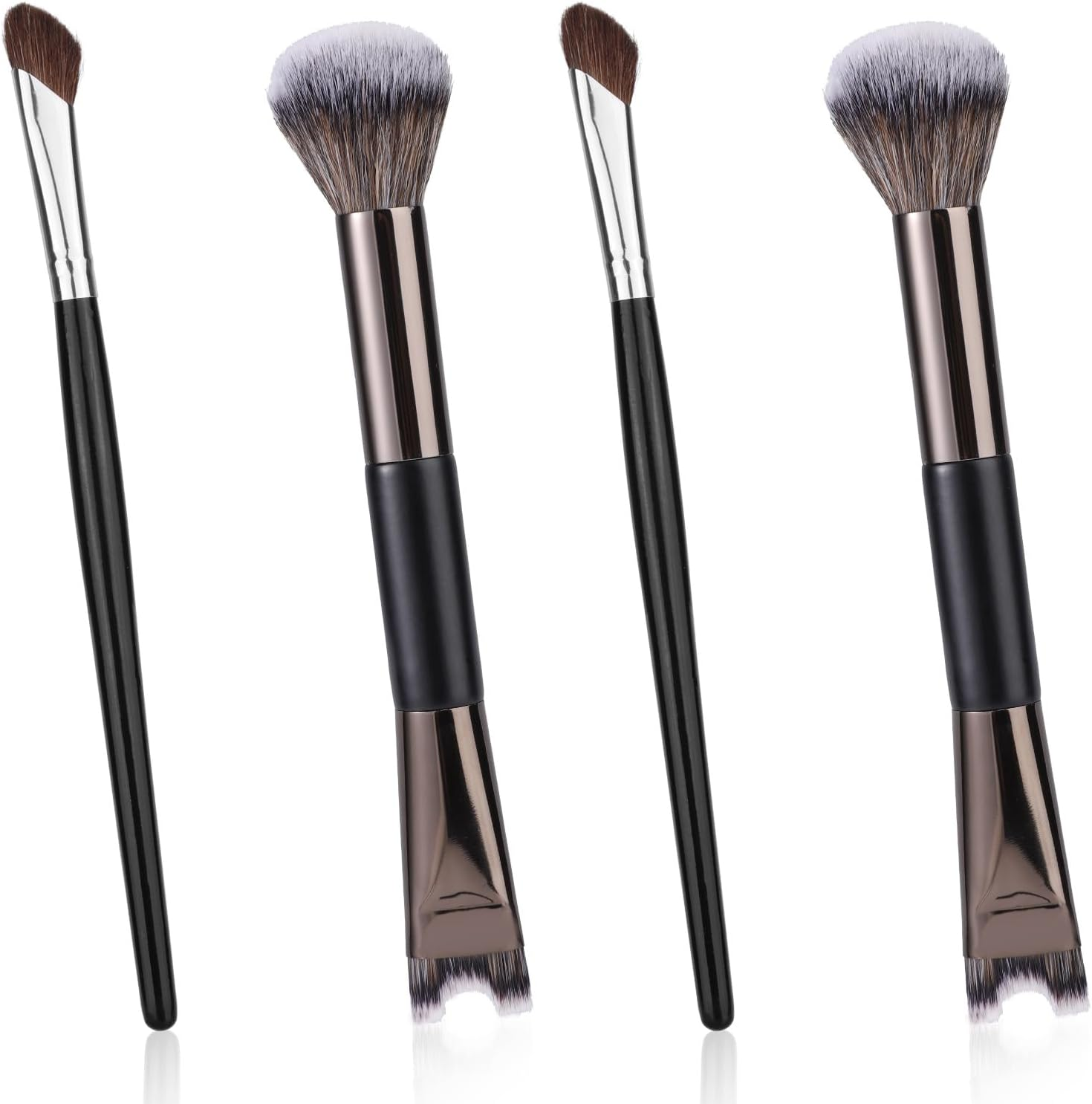 BOXOB 4Pcs U-Shaped Fluffy & Angled Brush Set, Nose Contour Brushes 2-In-1 U-Shaped Brush Dual Head Practical Makeup Tools for Defining Sculpting Highlighting image number 5