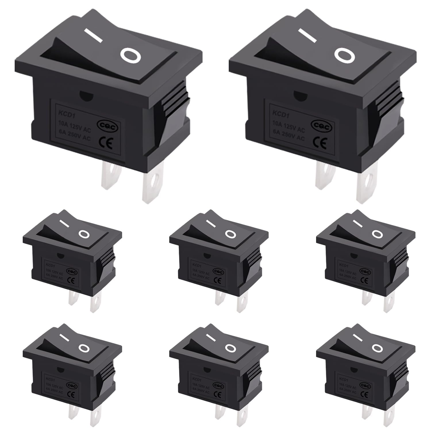10PCS 12V Rocker Switch On/Off 2 Pin 2 Position SPST Car Car Boat Rocker Toggle Switch AC 6A/250V 10A/125V KCD1-1-101 with Black Protective Cover for Cars, Cars, Boats, Household Appliances