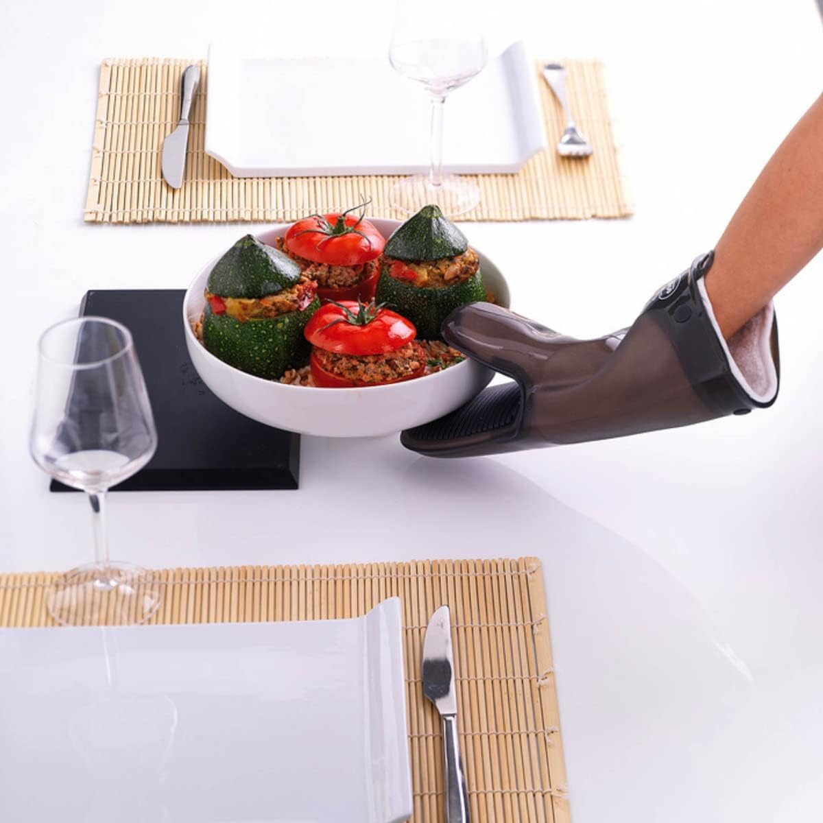 MASTRAD Gant Orka Tex - Oven Glove Made of Silicone and Cotton - Non-Slip Grooves - Very Durable and High Safety - Easy to Use; Washable, Comfortable, Ambidextrous, 140 X 40 X 292 Cm