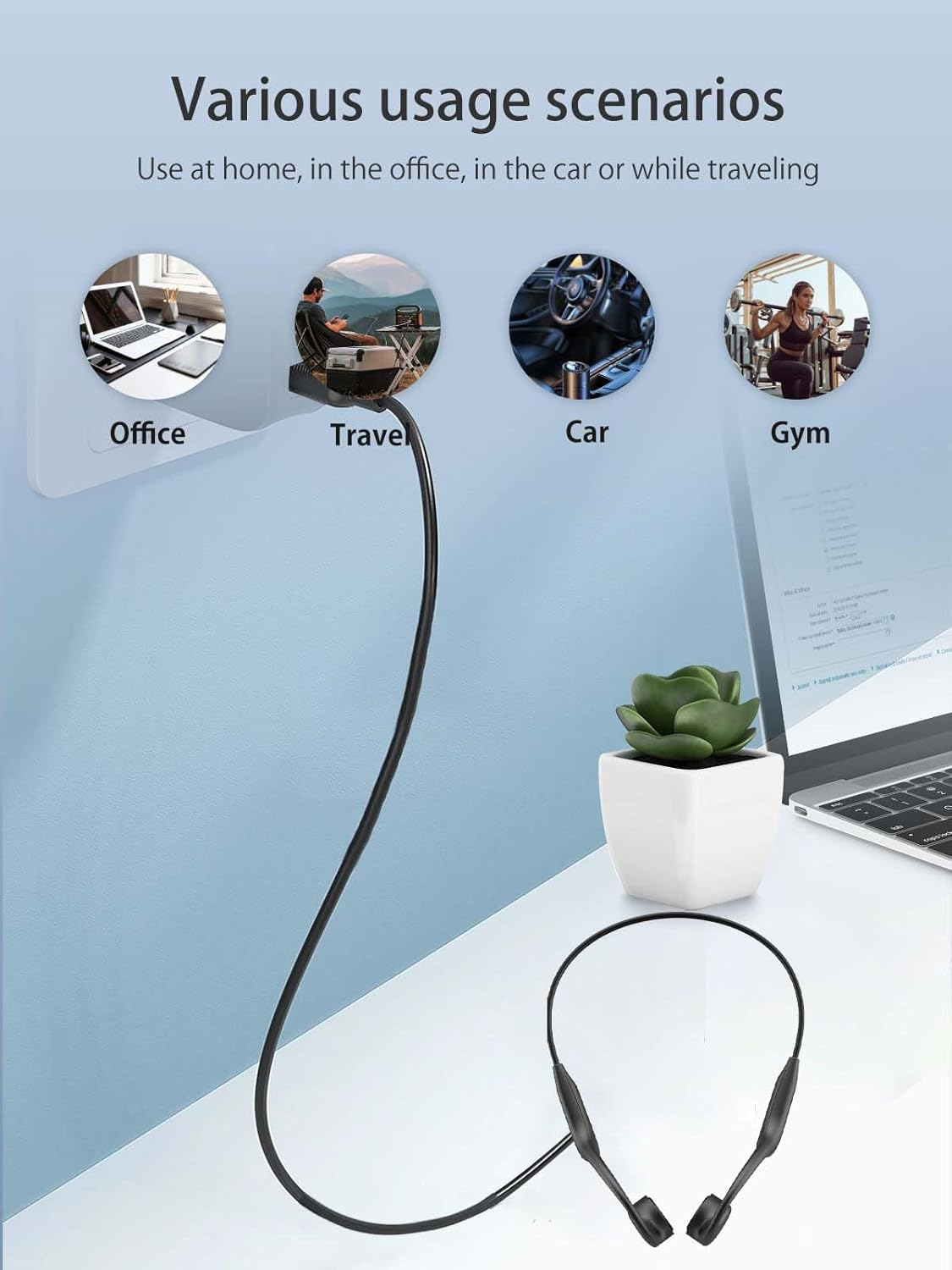 NOUKAJU Charger for Mojawa Run Air (Mojo 2) Bone Conduction Headphones, Magnetic USB Charging Cable 1.96Ft/60Cm,Charger Cable for Mojawa Run Air Mojo 2 Open Ear Headphones(Black) image number 2