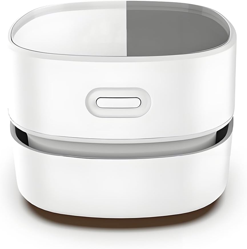 QUMOX Mini Desk Vacuum Cleaner &ndash; Cordless USB Rechargeable Tabletop Cleaner with 1400Mah Battery, Powerful Suction, for Keyboard, Dust, Crumbs, Paper Shavings, and Pet Hair (White) image number 2