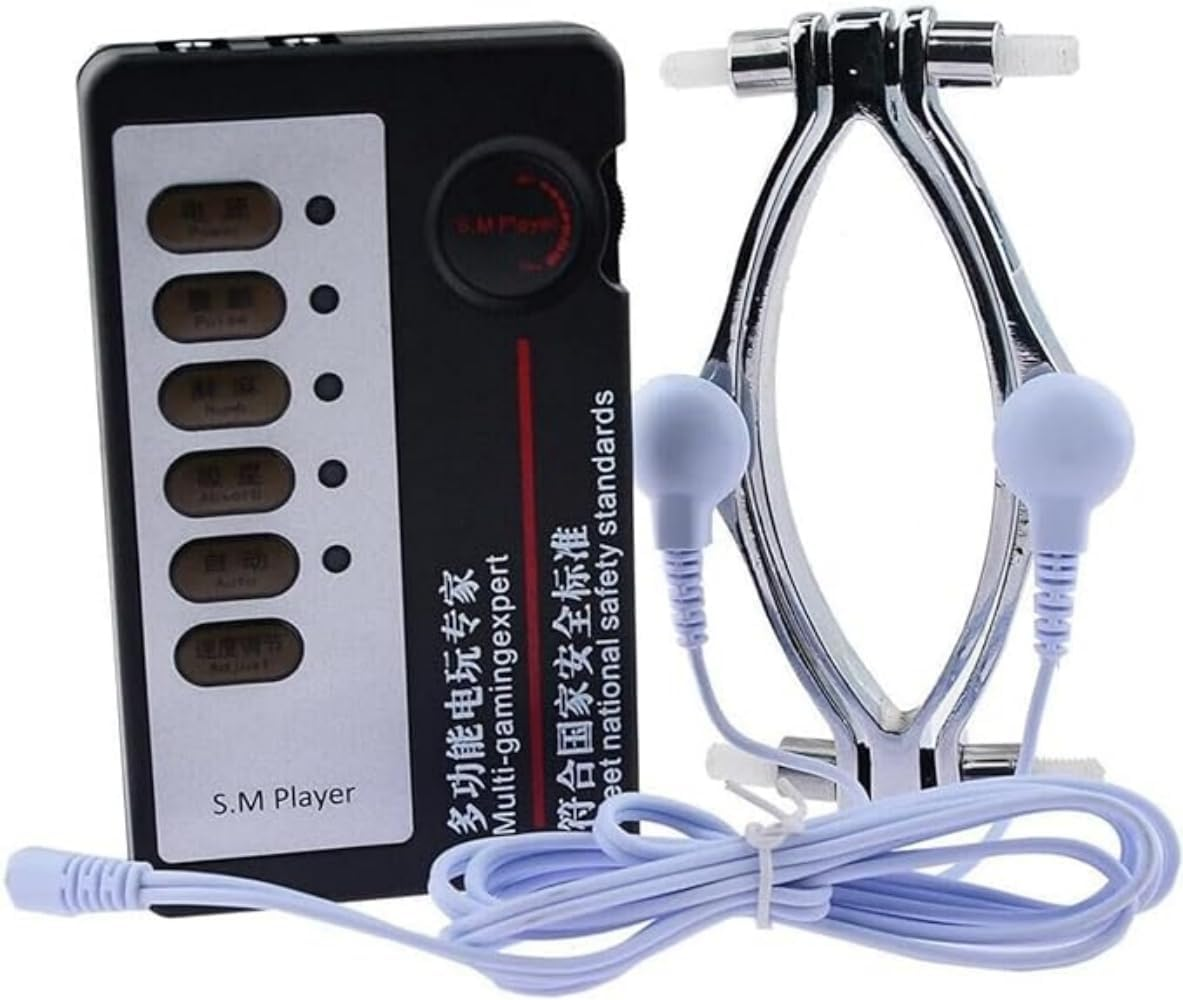 Electric Labia Clip Spreader Clamps Speculum Chastity Device Metal Chastity Dilator Electric Adjustable Clamp Device Women Spreader for Women Adult Sex Toys image number 3