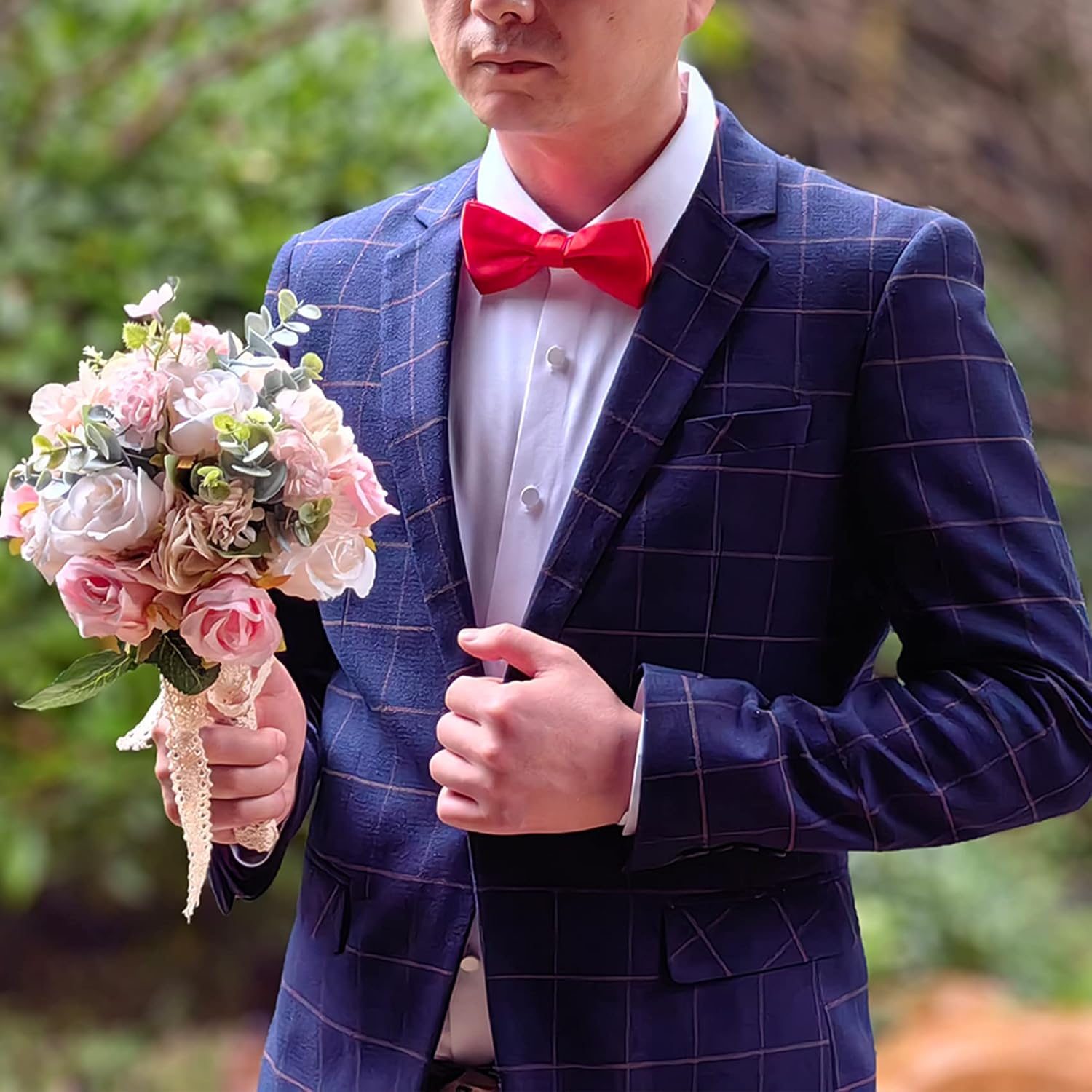 SYAYA Men'S Formal Fashion Pre Bow Tie Polyester Sparkling Bow Tie MLJ14 (Pink) image number 5