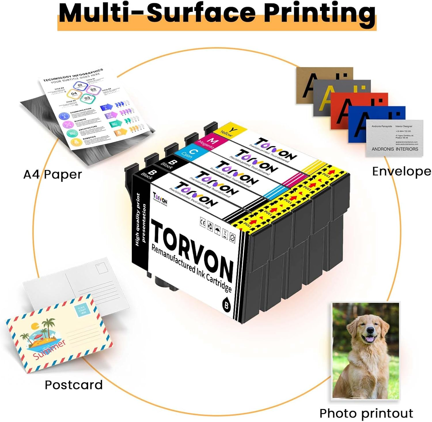 Torvon 212XL Ink Cartridge for Epson 212 212XL 212 XL Ink Cartridges Combo Pack 4 Compatible with Epson XP-2100 XP2100 XP-3100 XP-3105 XP-4100 XP4100 WF-2810 WF-2830 WF-2850 Printer(B/C/M/Y)