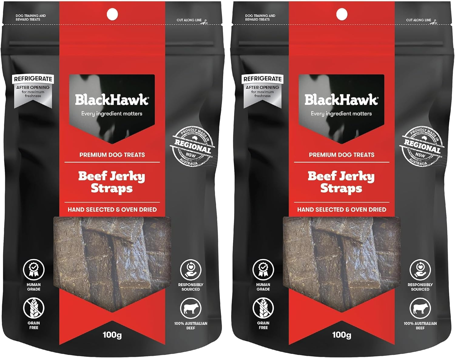 Black Hawk Beef Jerky Straps Dog Treat 100 G image number 3
