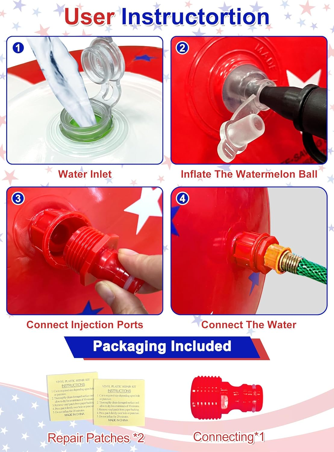 Igeekid 4Th of July Decorations American Flag Star Water Spray Ball