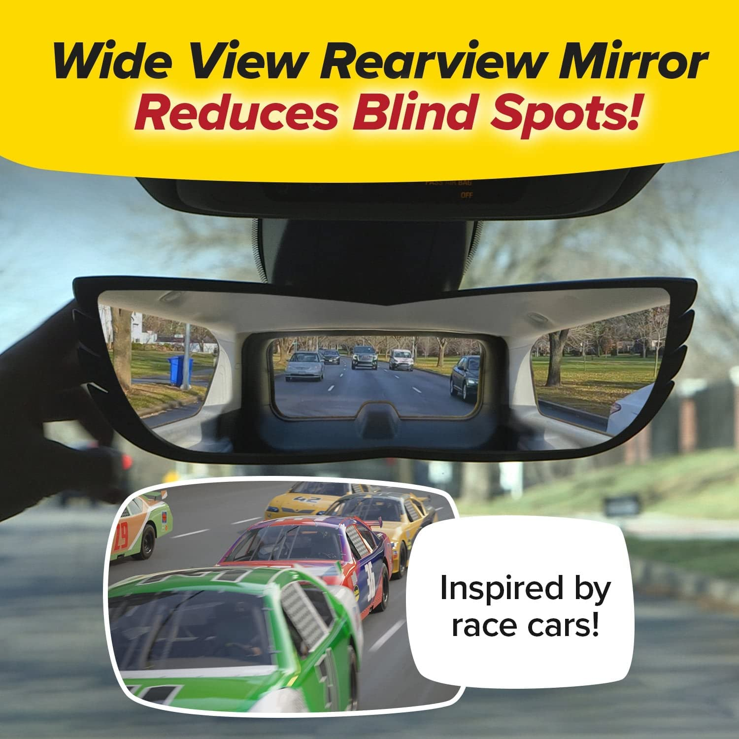 New Improved Wide-Angle Rearview Mirror AS-SEEN-ON-TV Reduce Blind Spots, Installs in Seconds, Fits Most Cars, Suvs & Trucks image number 2