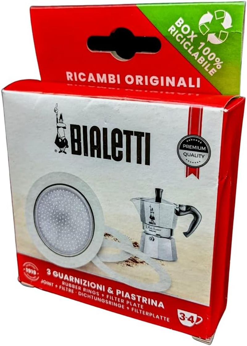 Bialetti Spare Parts, Includes 3 Gaskets and 1 Plate, Compatible with Moka Express, Fiammetta, Break, Happy, Dama, Moka Melody, Alpina, Moka Timer and Rainbow (3/4 Cups) image number 2