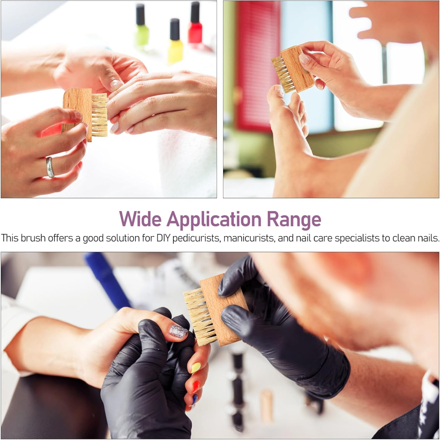 Garneck Nail Brush for Cleaning Wooden Handle Stiff Bristles Gentle on Skin Nail Brush for Fingernails Toenails image number 3