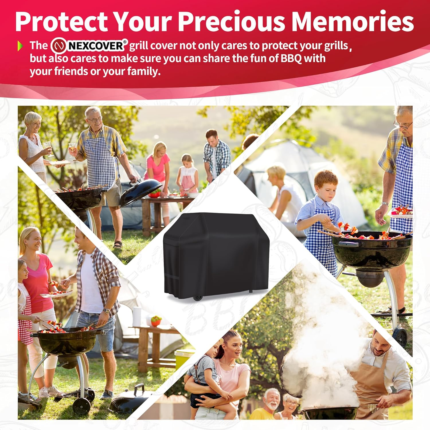 NEXCOVER Upgraded Grill Cover, 65 Inch Waterproof BBQ Cover, Large 600D Heavy Duty Gas Grill Cover, Fade Resistant, Weather Resistant, Rip Resistant Barbecue Cover image number 5