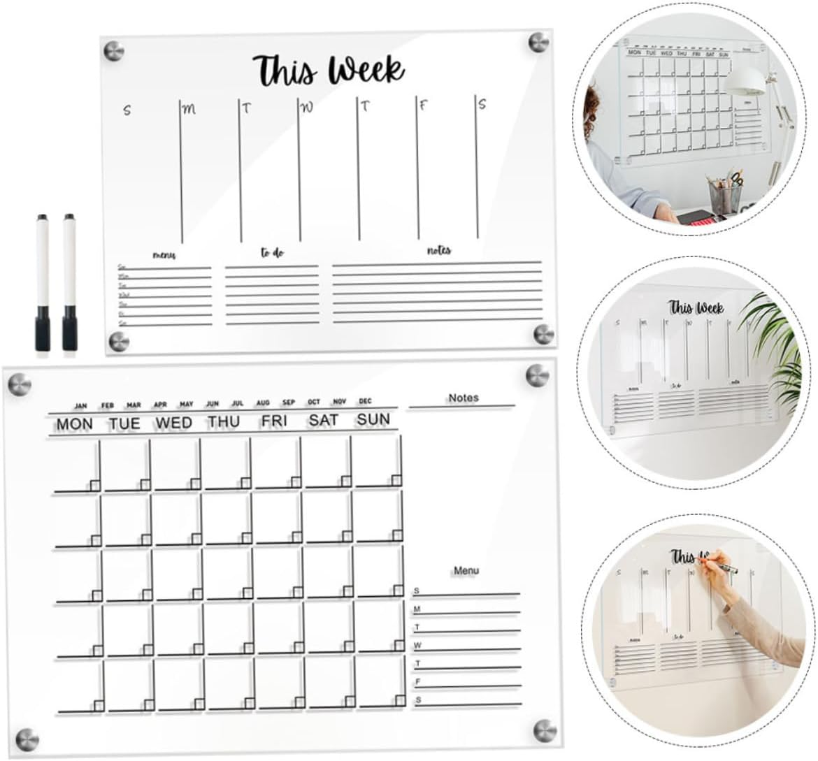 Tofficu 2Sets Whiteboards Erasable Notepad Home Accessory Wedding Memo Boards for Wall Decor image number 5